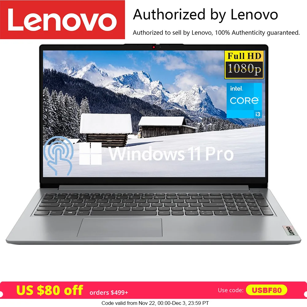 Lenovo Ideapad 1i 15.6 FHD Touch Laptop,Intel Core i3-1215U,Up to16GB RAM 2TB SSD,Intel UHD Graphics,WiFi 6,Win11 Pro-Cloud Gray