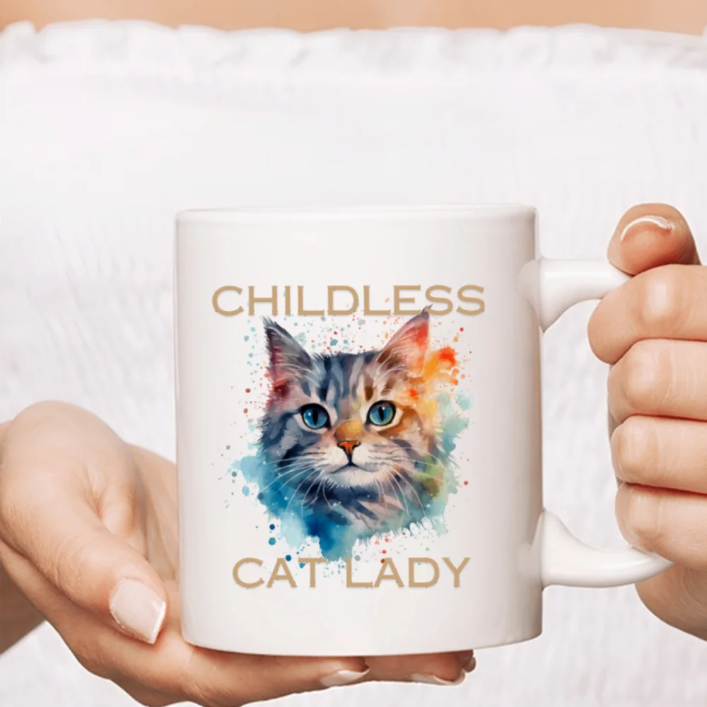 1pc 3A grade 11 oz CAT LADY ceramic coffee mug for room Halloween decoration Birthday Christmas Holiday gift for friend mum