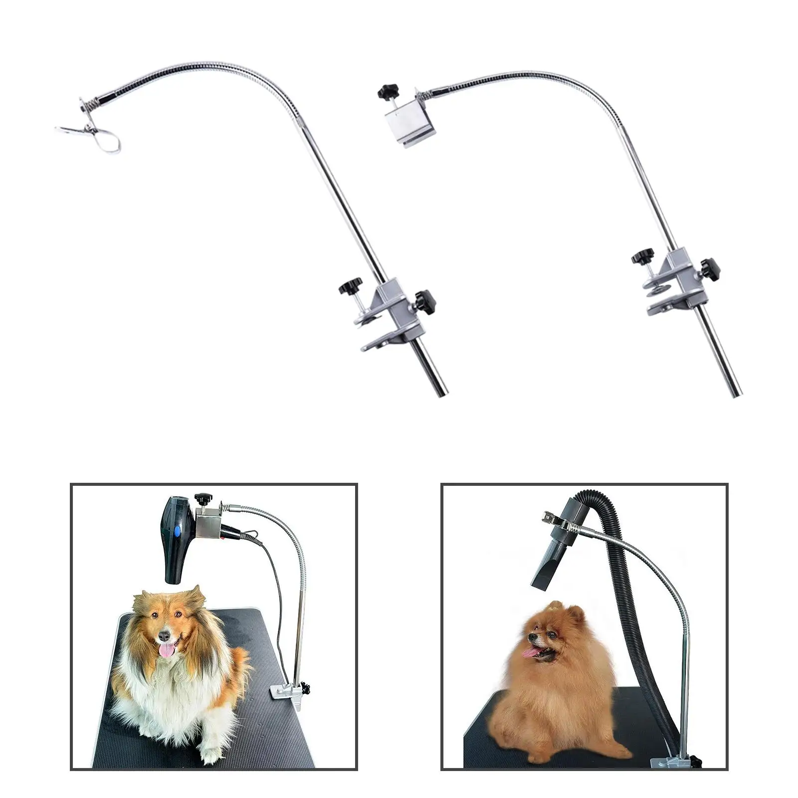 

Dog Hair Dryer Stand with Clamp Stainless Steel Dog Cat Pet Grooming Tables Hair Dryer Stand Adjustable Hose Tube Holder clip