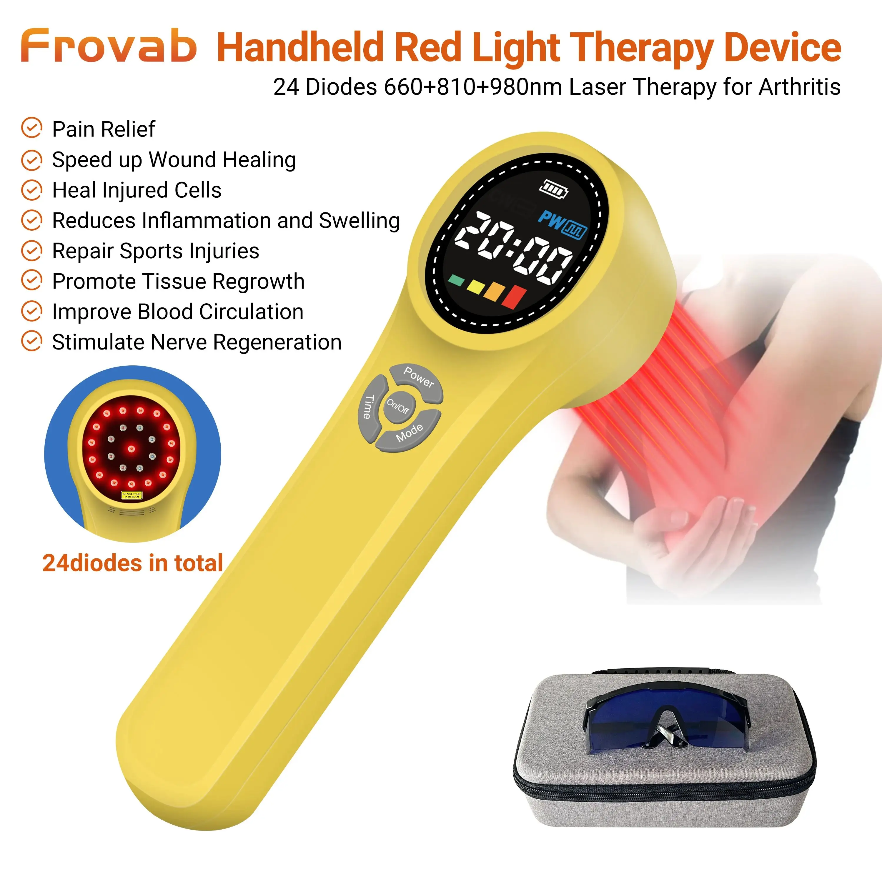 

ZJZK Low Light Laser Therapy Red Light Phototherapy Cold Laser Device for Pain Inflammation People&Pets all Body