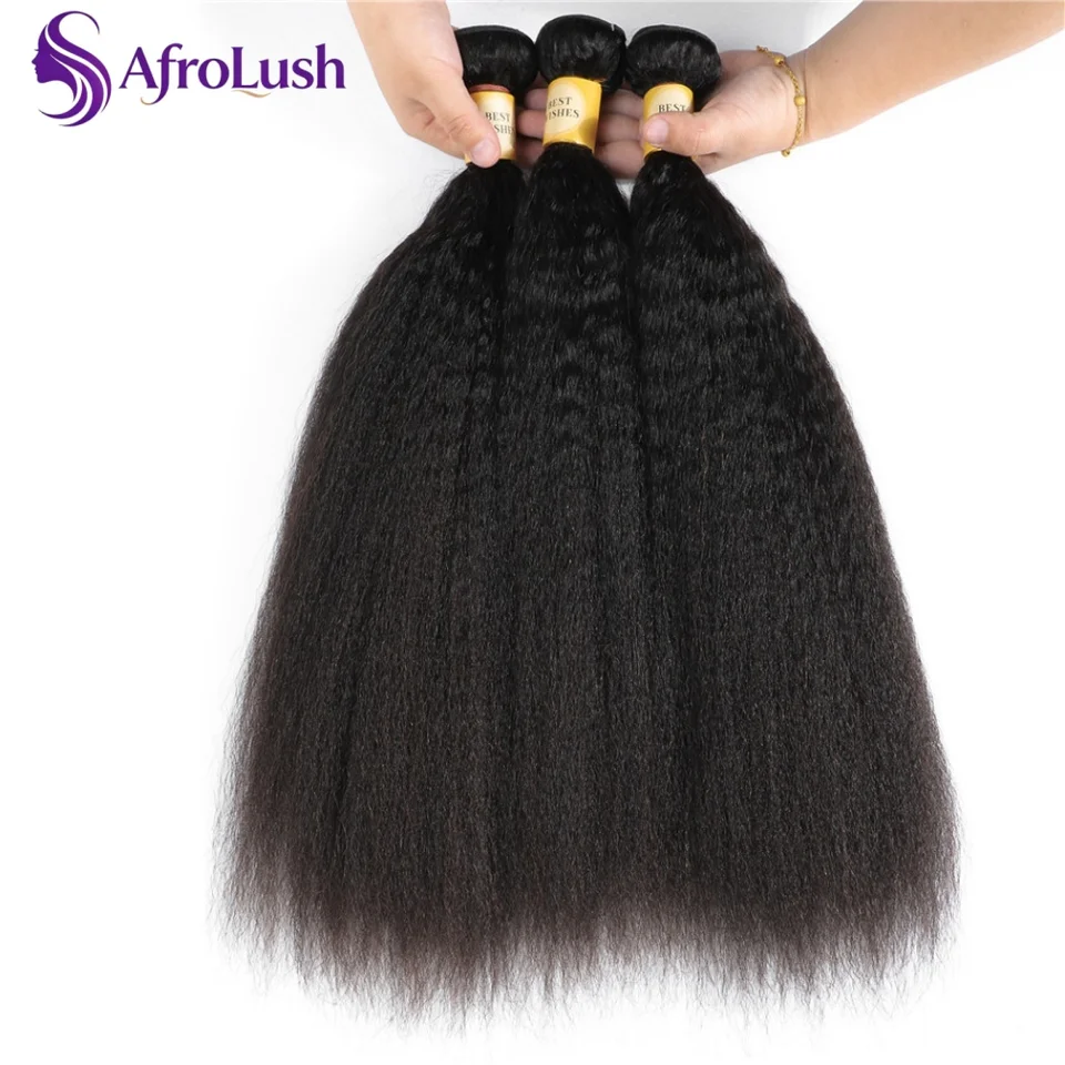Paquetes de cabello humano kinky straight de 26 pulgadas, 100% humano, yaki liso, 1/3/4 paquetes 4