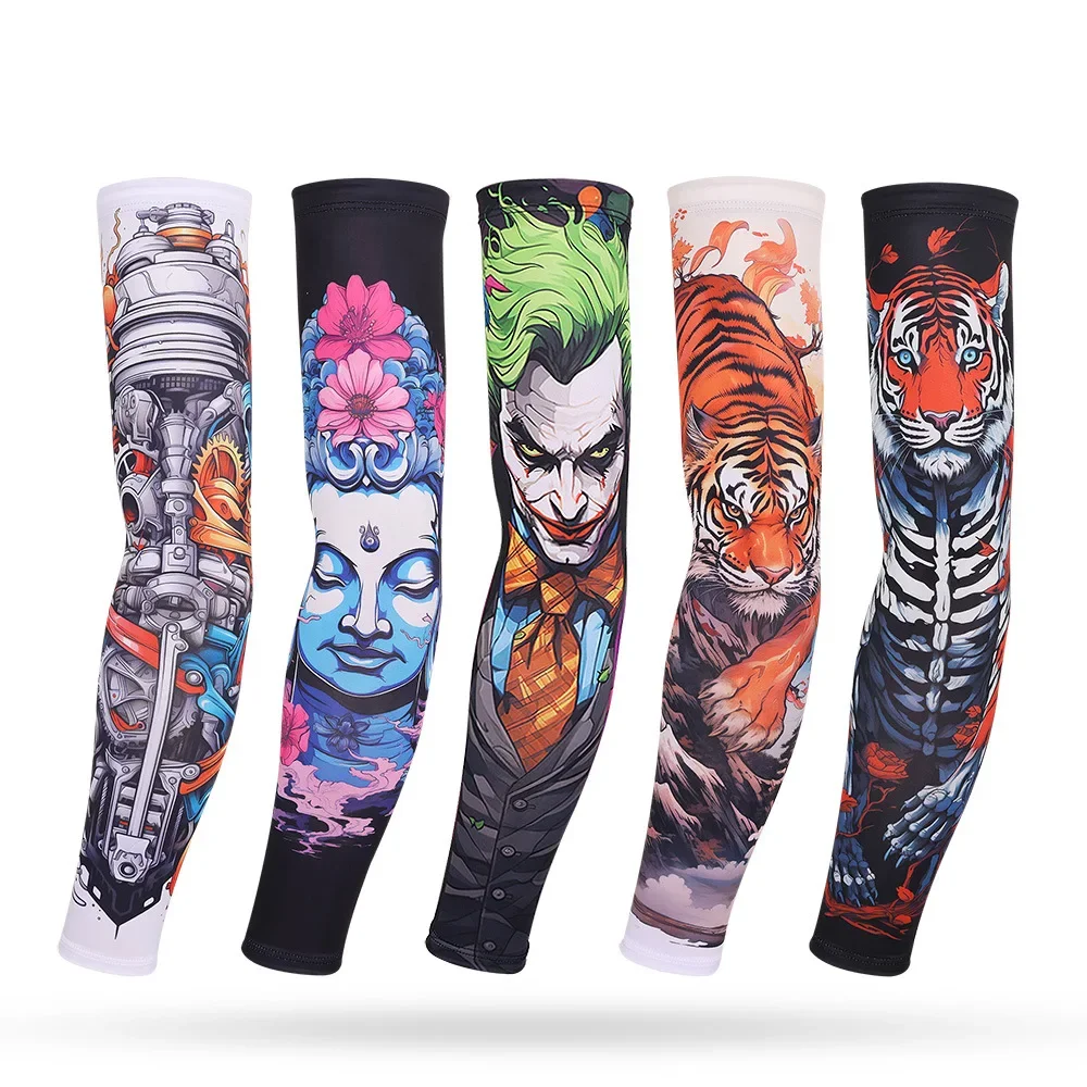 AliExpress Running Arm Sleeve,Fishing,Driving,Cycling,3D Tattoo Sleeves,Plus Size,Summer UV Sun Protection,Sports Basketball Elbow Pad,