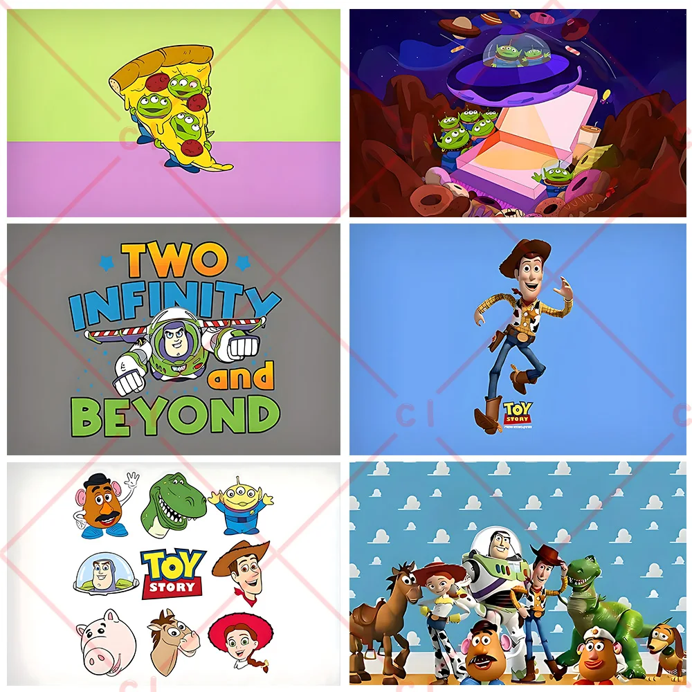 

Disney Toy Story Buzz Lightyear Woody Party Decoration Background Baby Shower Photography Backdrop Supplies Photo Shoot Props