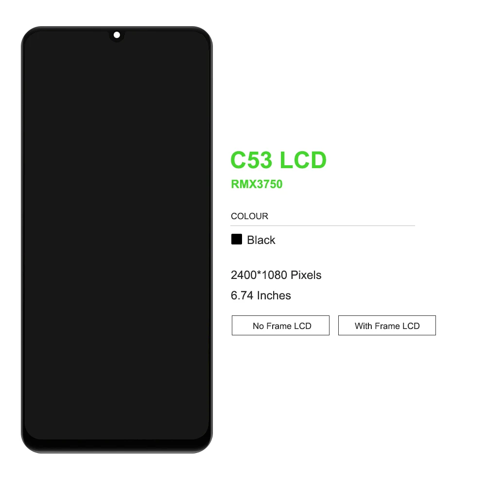 Schermo LCD Di Ricambio Per Realme C53 (RMX3760), Con Cornice E Kit Attrezzi, Touch Sensibile E Alta Luminosità
