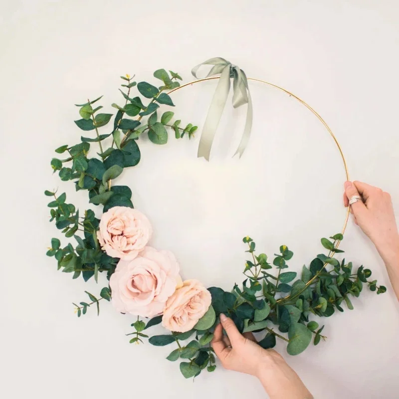 Couronne d'anneau de fer doré, décor de bricolage à la maison, guirxiété ronde, fournitures d'artisanat d'art, réplicateur de fête de mariage, décor de cerceau, 10-40cm