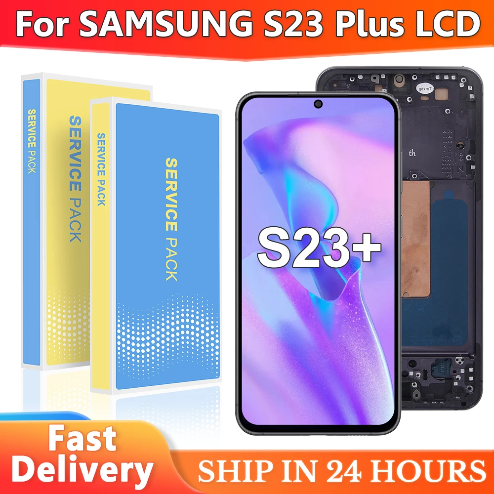 Display For Samsung S23 Plus 5G S916B S916U S916W S916N LCD Display Touch Screen Digitizer Assembly S23+ Screen With Frame