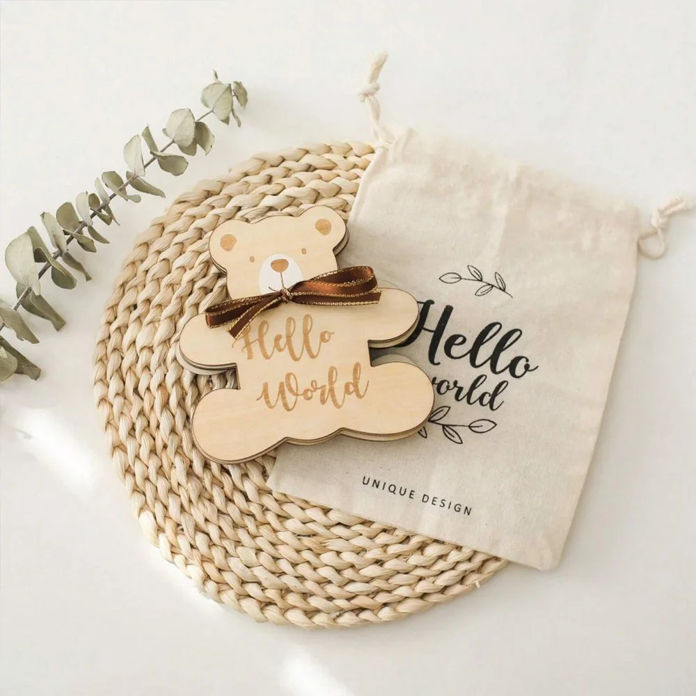 Newborn Baby Wooden Monthly Milestone,Flower and Bear Shaped Wooden Plaque,Perfect For Birthday Photography Props,Birthday Gift