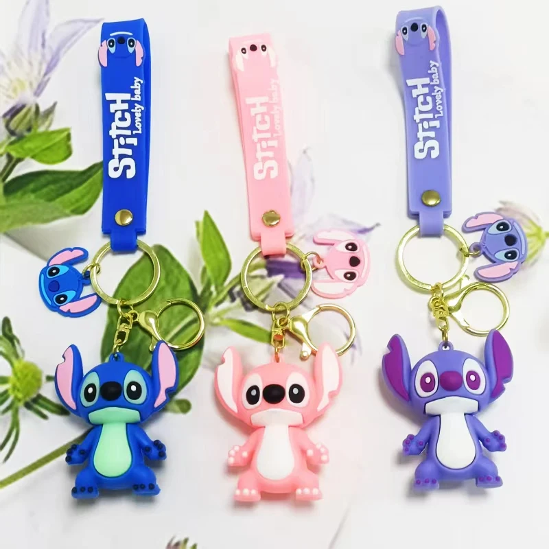 MINISO اللعب المفاتيح أنيمي غرزة قلادة المفاتيح الحلو الوردي الملاك المفاتيح النساء سيارة كيرينغ فتاة هدية عيد ميلاد #1