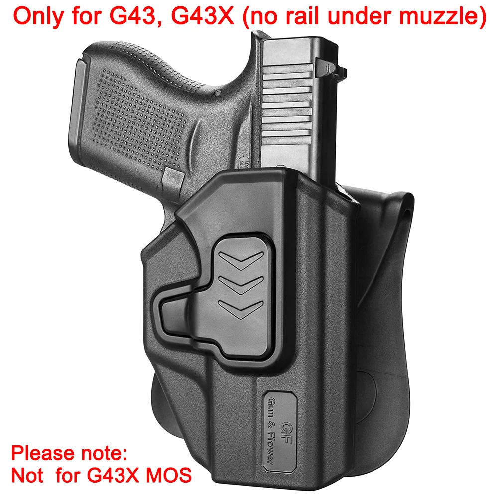 Only For Glock G43,43x,Not For G43X With Rail,Not MOS,Polymer Holster,Level II Retention,Fast Draw Gun,OWB Index,Finger Release