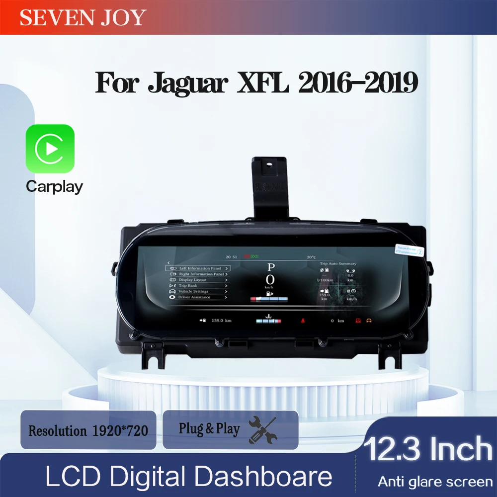 

12,3 ''HD для Jaguar XFL 2016-2019 Carplay автомобильный ЖК-дисплей цифровой приборной панели спидометр приборная панель датчик виртуальный кабин