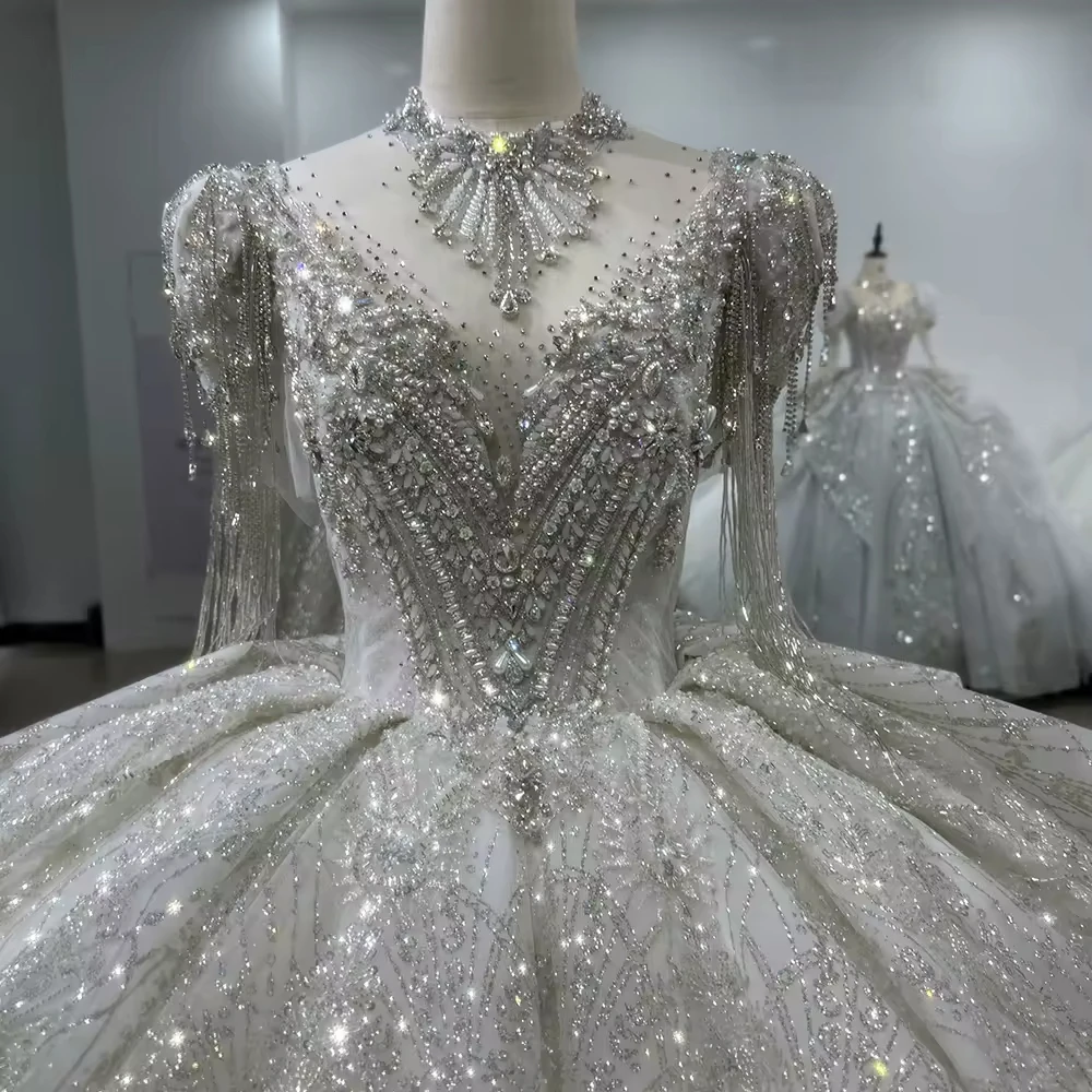 Bridal Wedding Dress Short Sleeve Sweetheart Wedding Dress Lace Up Back Ball Gown Embroidery Beading Bridal Dress