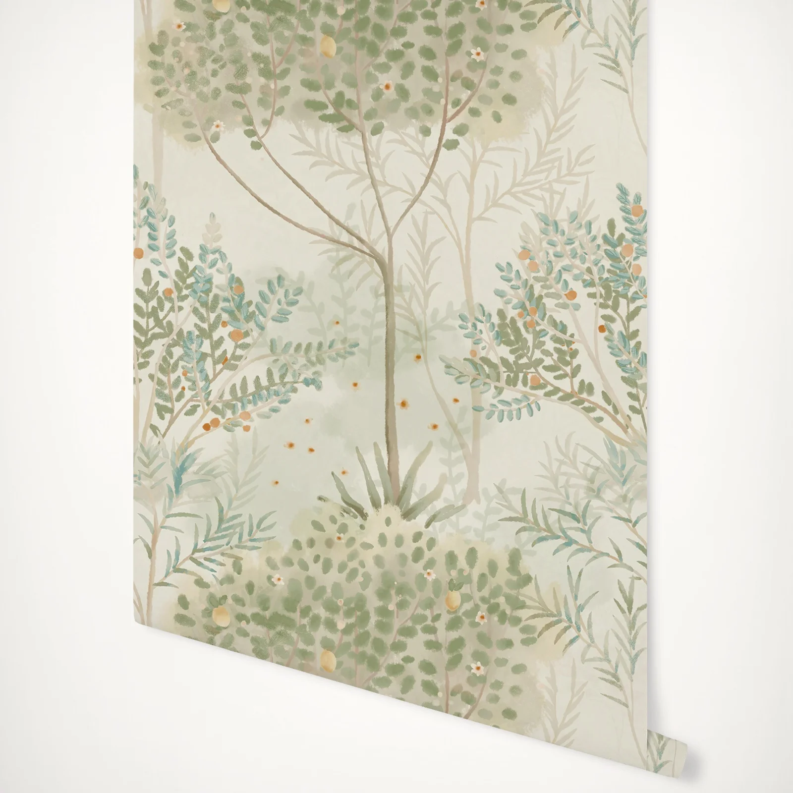 

Mediterranean Neutral Non-woven Ivy/Vines Astin Floral Wallpaper, Watercolor Orchard Wall Paper