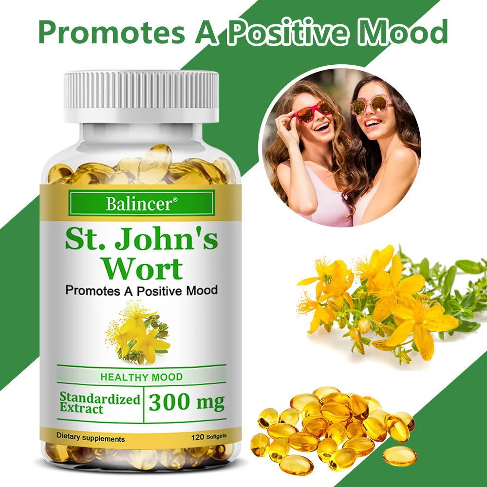 St. John's Wort Extract Capsules 300mg, Natural Herbal Supplement Support Daily Mental Relaxation, Positive Mood & Rest Wellness