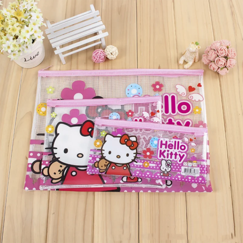 PVC hello kitty Wide-Opening Pencil Pen CaseLightweight & Spacious Pencil Pouch Zipper Stationery Bag Aesthetic Supply