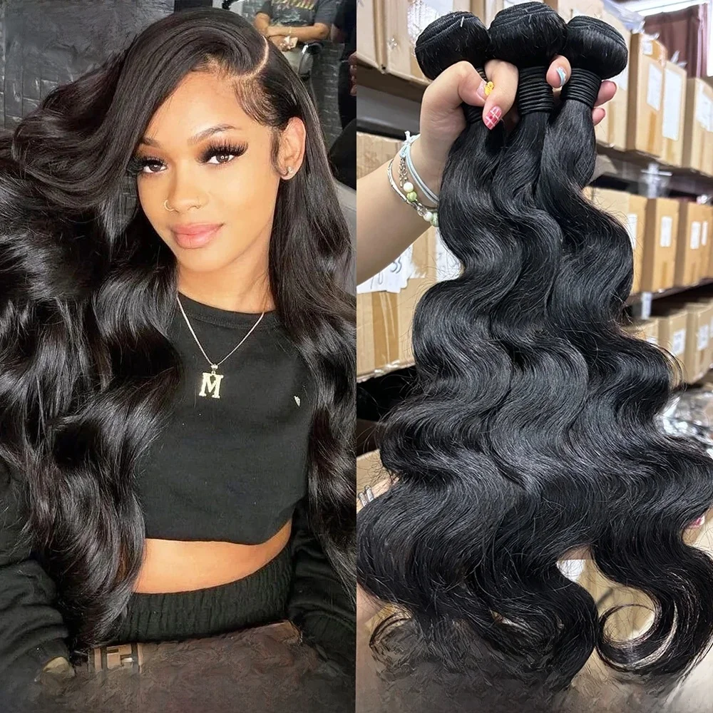 Queenlike 24 24 24 inch body wave bundels menselijk haar 12A Braziliaanse ruwe haarweefselbundels 1/3 stuks menselijk haarbundels extensies - afbeelding 2