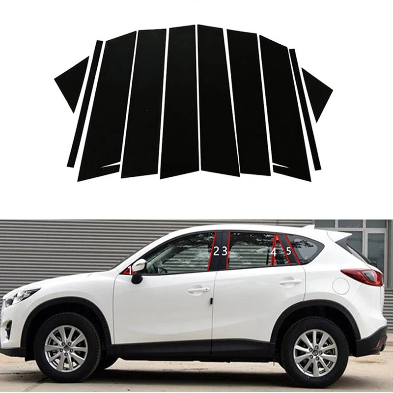 

10Pcs For Mazda CX-5 2013-2015 2016 Car Window Pillar Posts Door Trim Glossy Piano Black Decal Cover Accessories Exterior Parts