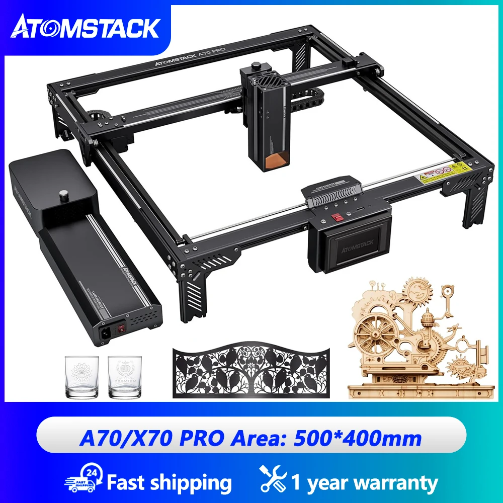 Atomstack A70 X70Pro 360W Wood Metal Laser Cutting Machine High Performance 70W Laser Output Granite Glass CNC Laser Engraving