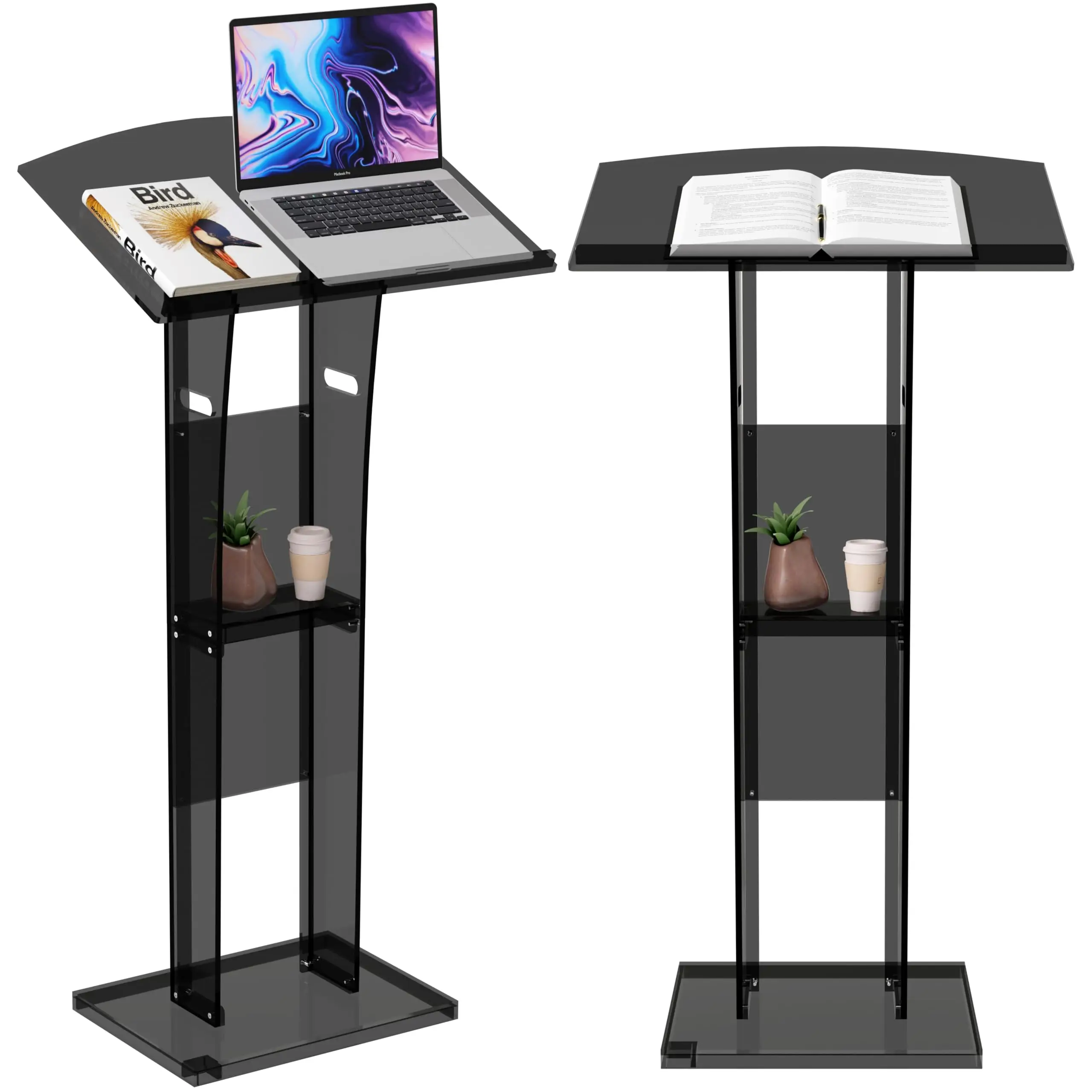 Acrylic Podium Pulpit Stand | Modern Deisgn Portable Classroom Lectuern | Professional Use | Conference Church Speeches Weddings