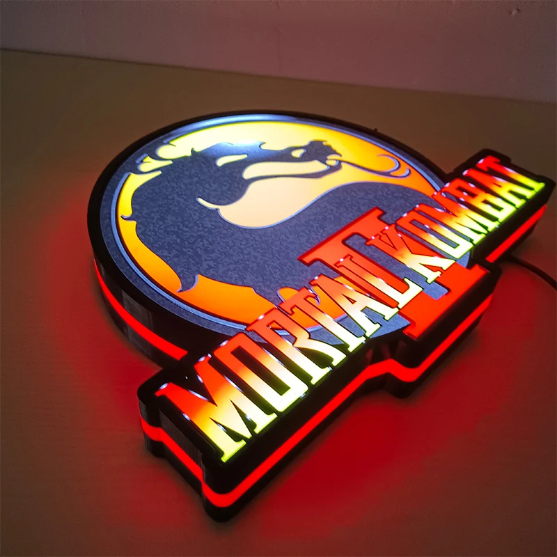 Custom Amazing Gaming LED Night Light box Mortal Kombat Logo 3D Print Desktop Lightbox Wall Decor Best Gift