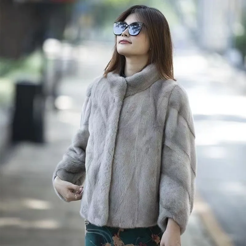 Ladies Real Mink Fur Coat, 100% Real High Quality Mink Fur Coat, Keep Warm in Winter Fashion Fur Coat