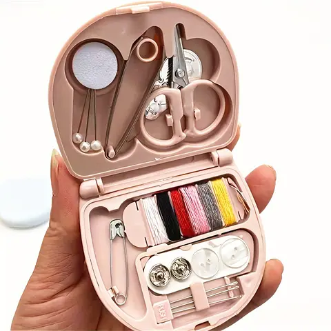 Adorable Pink Sewing Kit: Complete Set with Everything You Need, Compact & Convenient for On-the-Go Fixes