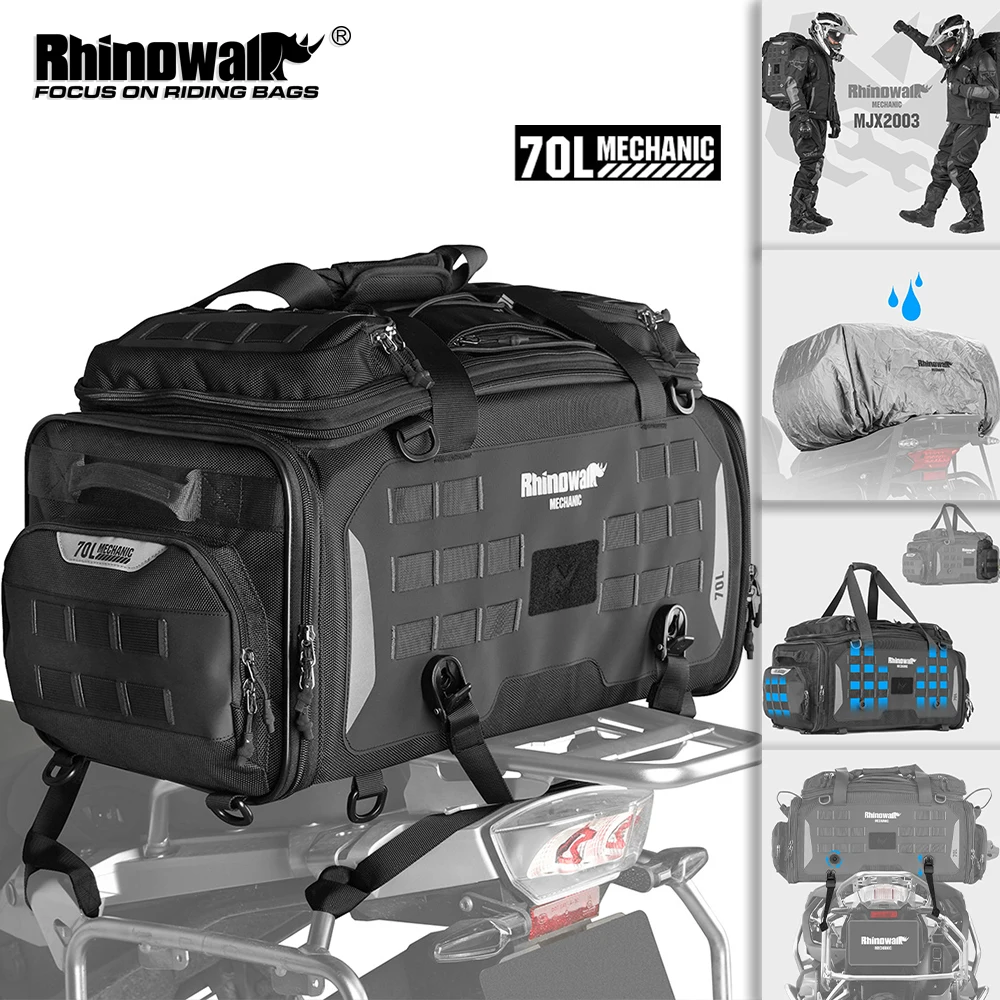 

Rhinowalk Motorcycle Saddle Bag 70L Large Capacity Magnetic Backpack Motor Back Seat Tail Pannier Travel Luggage Accessories