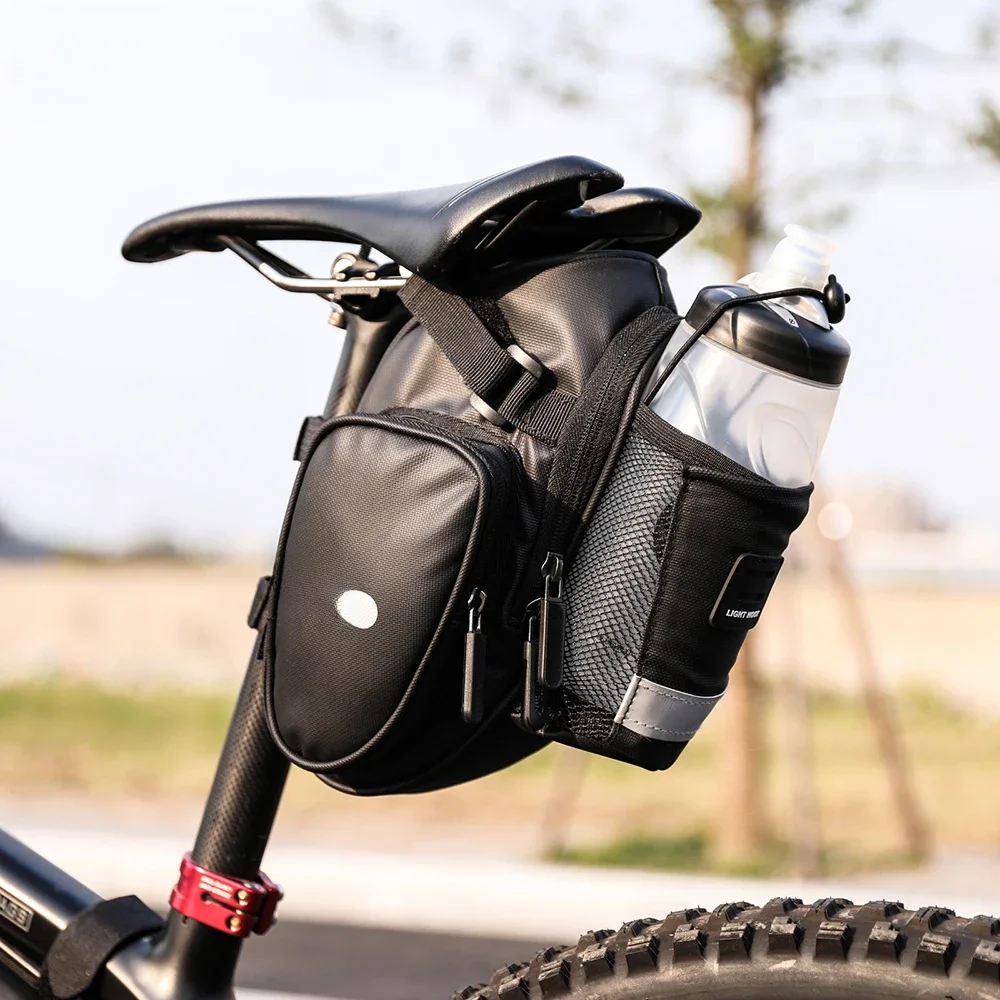 AliExpress Rhinowalk New Arrival Bike Saddle Bag With Water Bottle Pocket Waterproof Rear Bicycle Saddle Bags Large-Volume Tail Bag