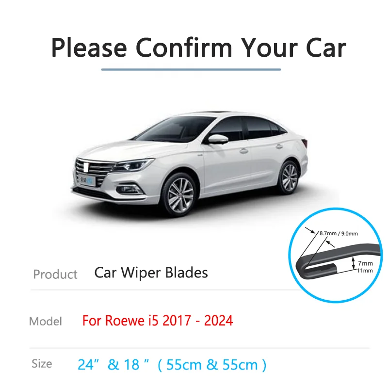 For Roewe i5 Ei5 MG5 EP ES 2017 2018 2019 2020 2021 2022 2023 2024  Front Wipers Blades Window Cleaning Windscreen Accessoriess