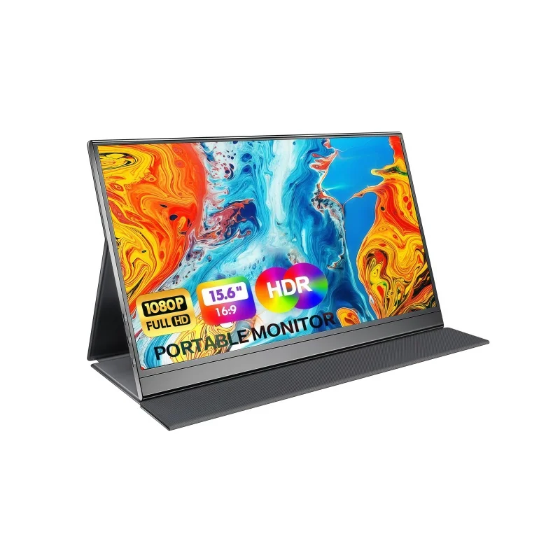 Portable Monitor 15.6inch FHD 1080P USB C HDMI Gaming Ultra-Slim IPS Display w/Smart Cover & Speakers,HDR Plug&Play