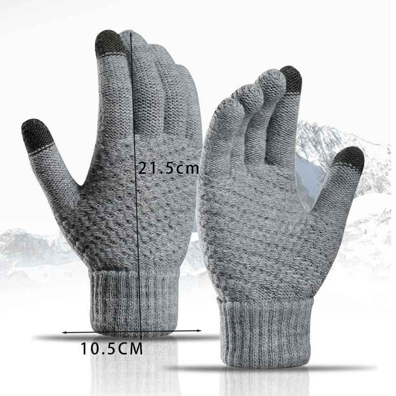 Women Men Warm Winter Touch Screen Gloves Stretch Knit Mittens Wool Full Finger Guantes Female Crochet Glove