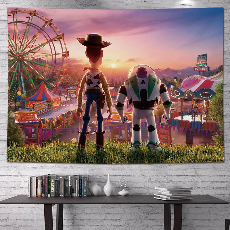 

Базз Лайтер Вуди Настенный Гобелен История Игрушек Декор Спальни Дети S Подвесная Ткань Мультфильм Тематический Подарок Общежитие Фото Фон