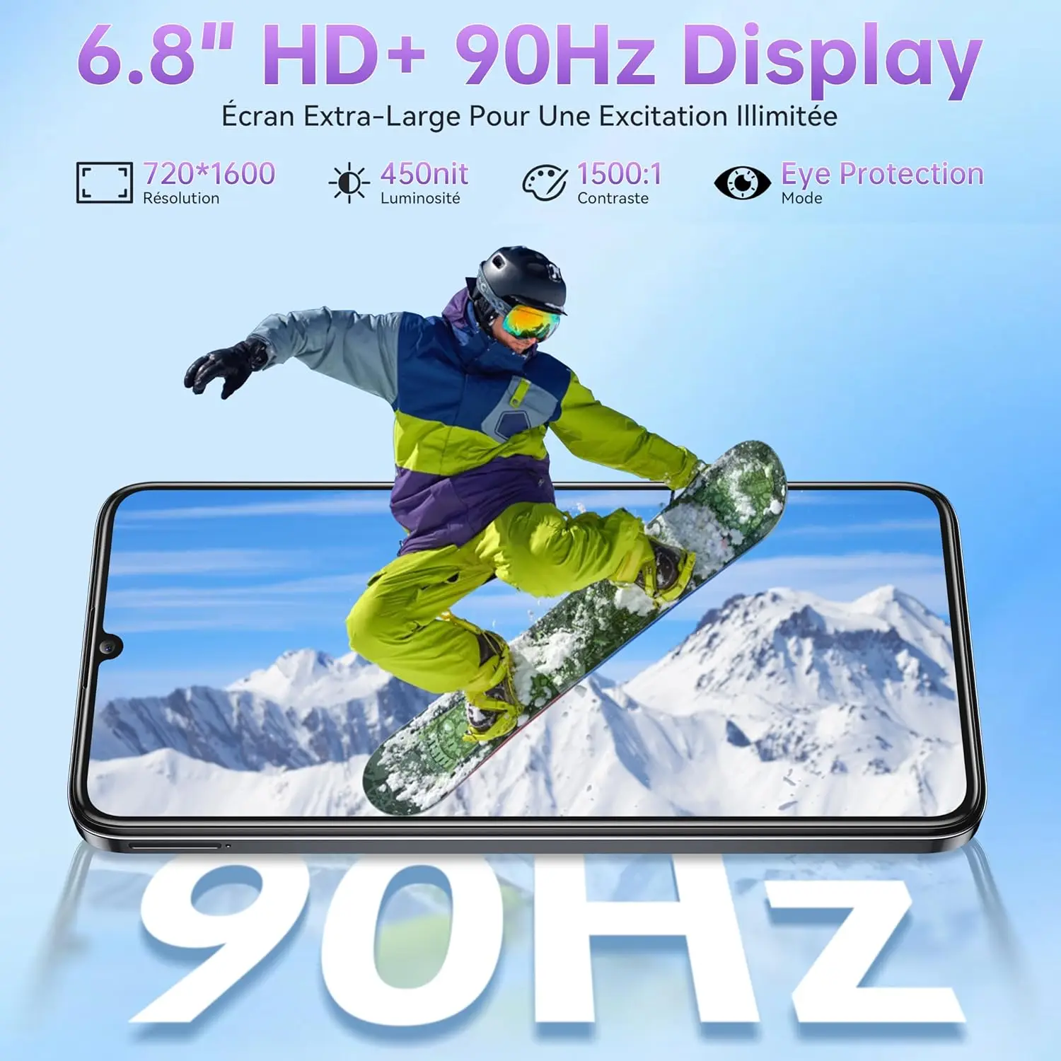 OUKITEL C51 Phone 6.8" HD+ 90Hz Dual SIM Fingerprint Face ID Call Phone 24(8+16) GB + 128GB 5150mAh Smartphone Android 14