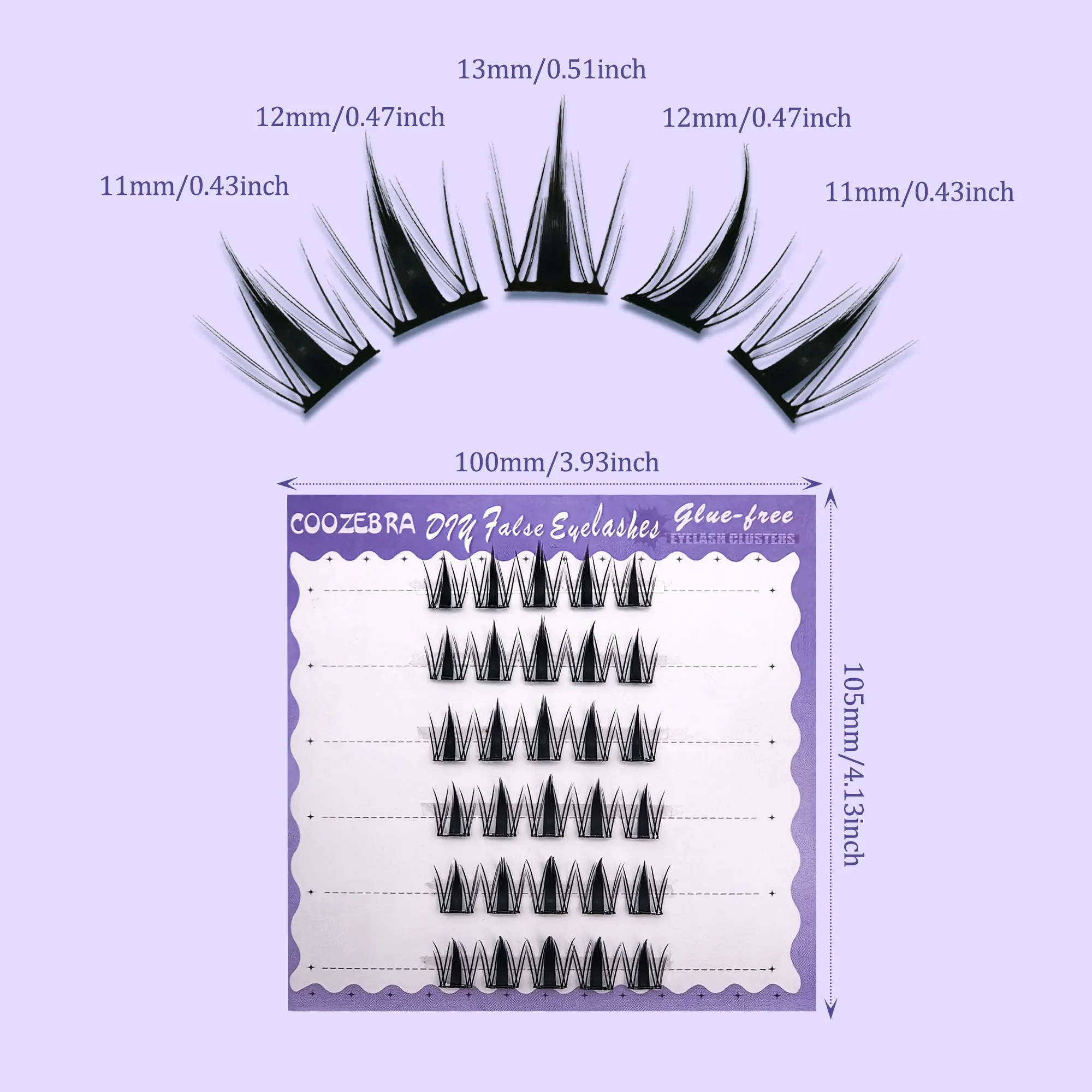 6/10 rijen komische lijmvrije valse wimpers, ultralicht en dun, natuurlijk, met zwarte stengels, voor dagelijks gebruik