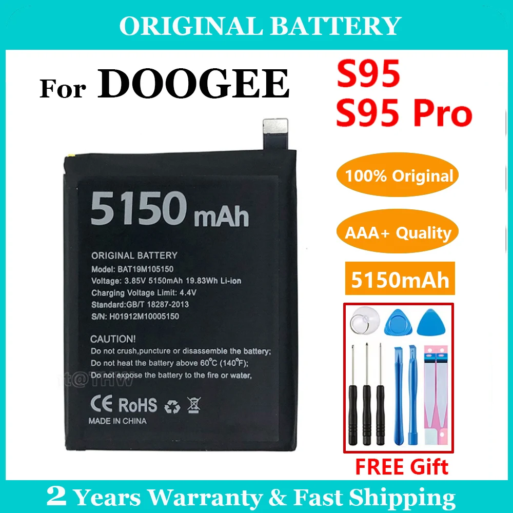 100% Genuine Original 5150mAh BAT19M105150 DOOGEE S95  Battery For DOOGEE S95/ S95 Pro Replacement Mobile Phone Batteria + Tool