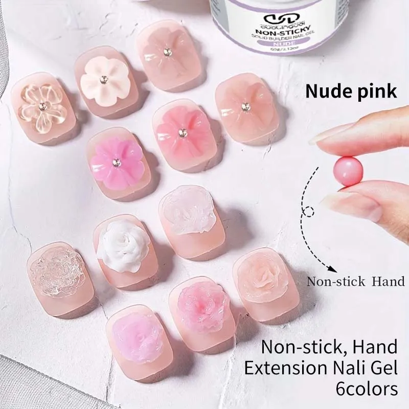 60g Solid Builder Gel for Nails, White， Pink， Nude， Clear Hard Gel for Nails 3D Sculpting Gel Non-Sticky Hand Carving Gel
