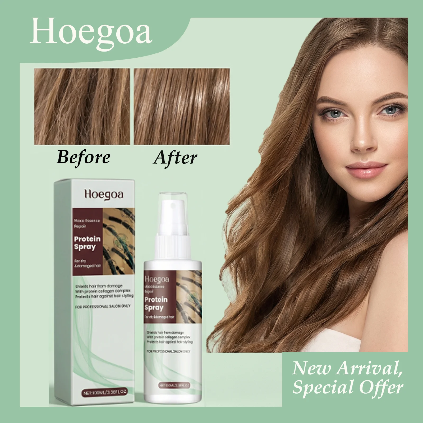 

HOEGOA 100mL Maca Essence Repair Protein Spray, Helps Reduce Hair Breakage And Split Ends, Reduces Tangles, Repairs Damaged Hair