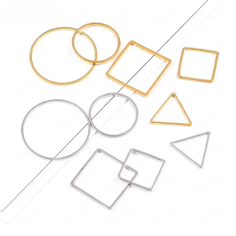 20 szt. 1.5CM 2CM 2.8CM 18K złoty kolor mosiężny okrągły kwadrat kształt trójkąta zamknięte pierścienie łączą pierścienie biżuteria kolczyki akcesoria — zdjęcie 2