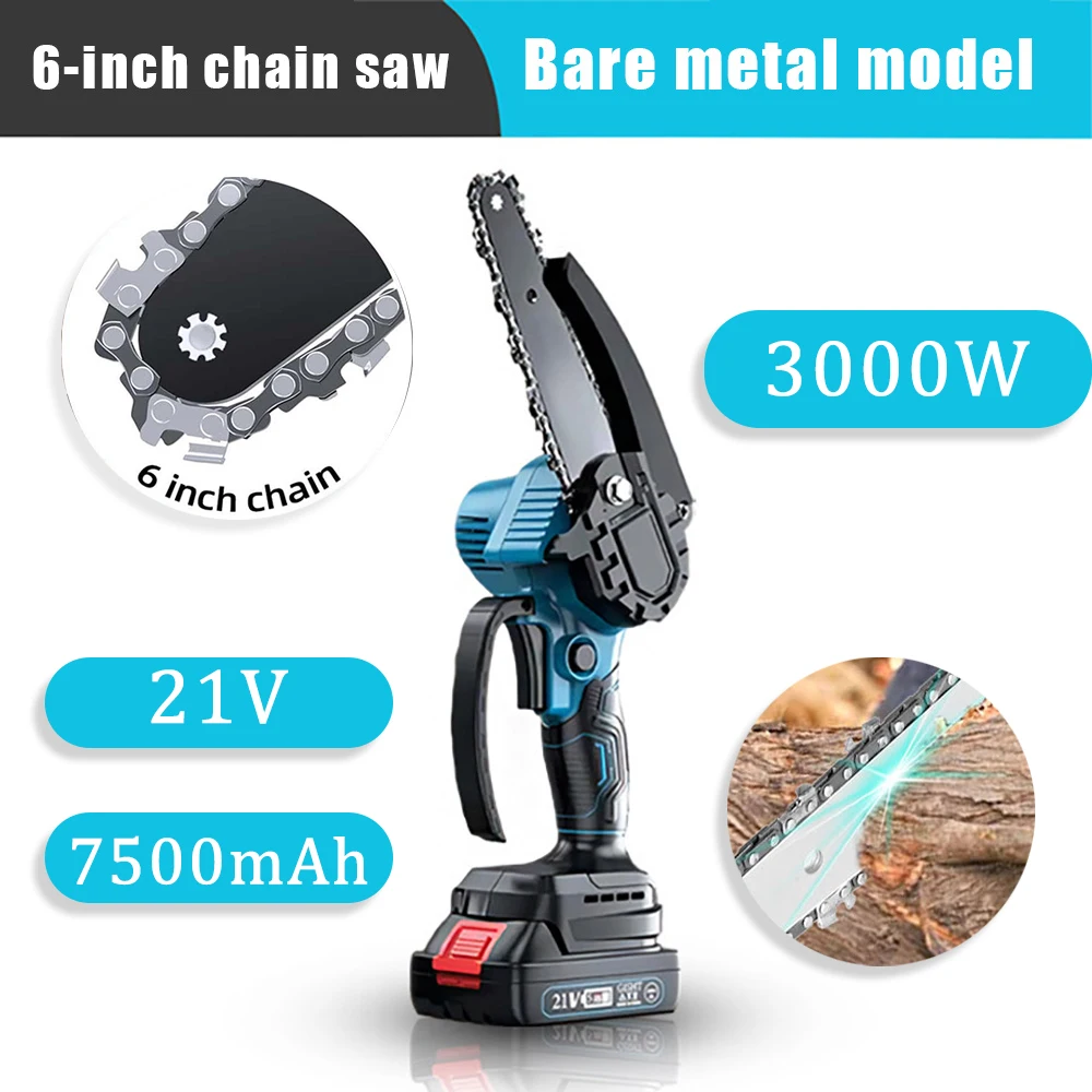 6 Inch Cordless Electric Saw for Makita 18V Battery Automatic Oiler Handheld Garden loggings Chainsaw Wood baking Power Tool