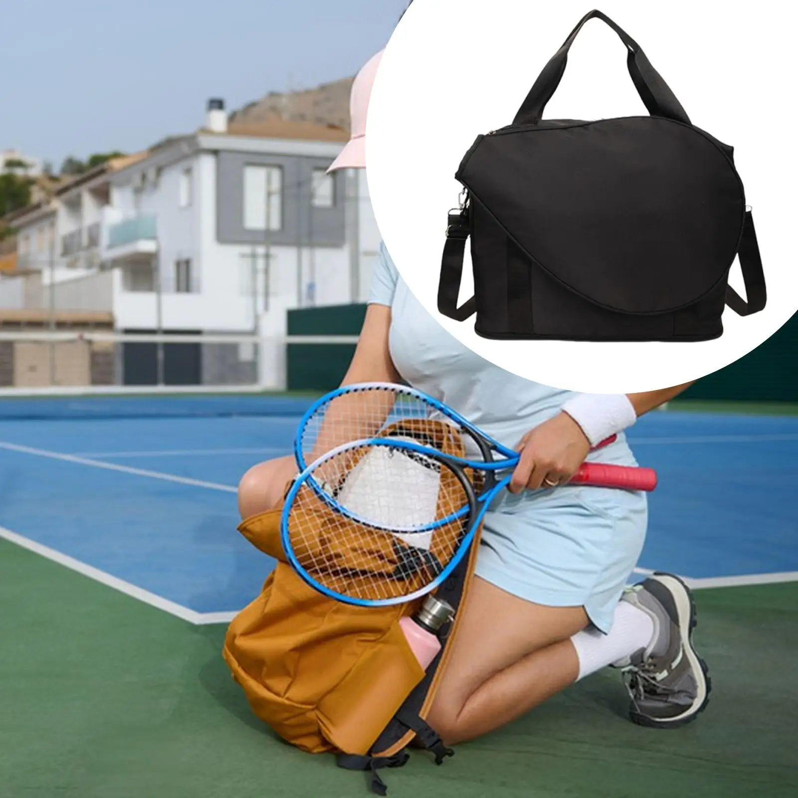 Portable Large Capacity Tennis Racket Bag Multifunctional Handbag with Shoe Compartment for Outdoor Workout Training Badminton
