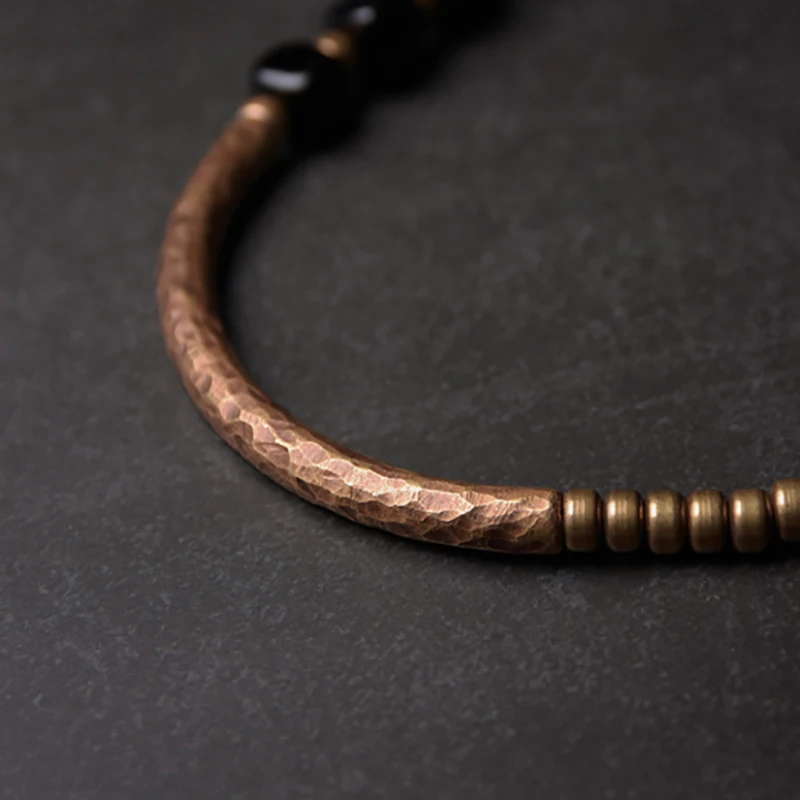 Black Onyx Multilayer Bracelet Hammered Artificial Oxidized Copper Accessories Men Women Health Punk Street Designer Jewelry