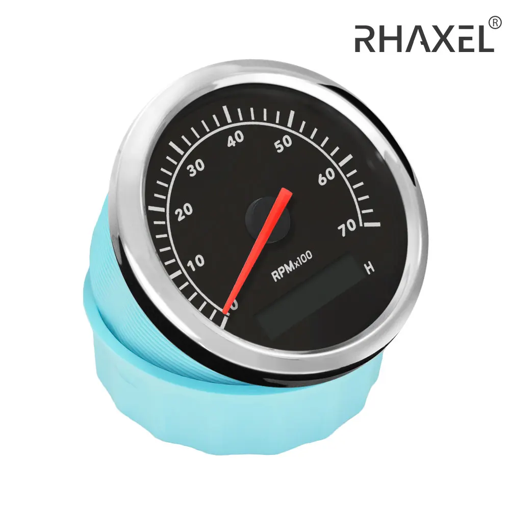 RHAXEL Tachometer Gauge Meter 3000RPM 4000RPM 6000RPM 7000RPM with Hour Meter 9-32V Red Backlight for Car Boat Trucks 85mm