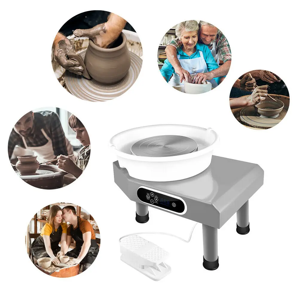 350W 25CM Electric Ceramic Pottery Wheel Machine Clay Making Pottery Tool with LCD Touch Screen Ceramics Work Clay Craft