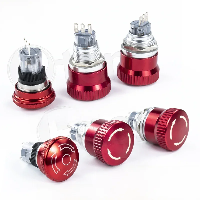 Bouton d'arrêt d'urgence en métal, 16/19/22mm, interrupteur en acier inoxydable, antidérapant, étanche, tête de champignon, réinitialisation de Rotation PTEN