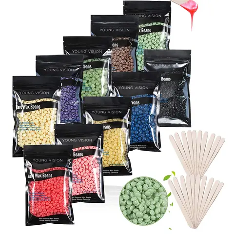 Wax Beads Hair Removal,Wolady 1000g Painless Hard Wax Beans,Hot Wax Kit with 20 Applicators for Full Body, Face & Bikini Areas