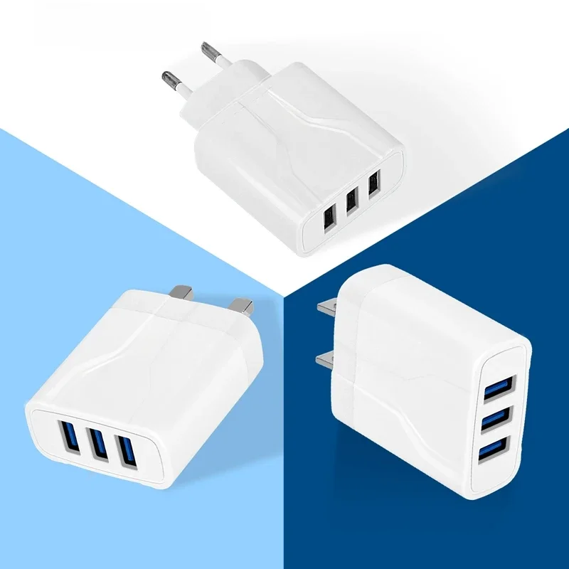 Chargeur de voyage USB à 3 Ports EU/US/UK, Charge murale pour iPhone Samsung Xiaomi, prise Mobile, adaptateur de Charge