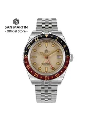 San Martin New 40mm Vintage Sports Style NH34 Automatic Mechanical Men Watch Bidirectional Sapphire Glass Bezel 20 Bar SN0005