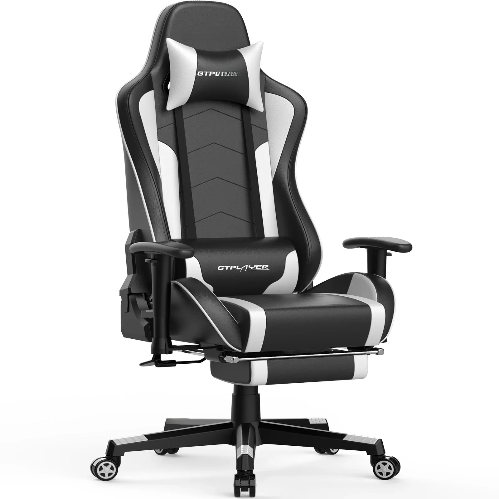 GTPLAYER Gaming Stuhl mit Fußstützen Bluetooth Lautsprecher Musik Stuhl Ergonomischer Computerstuhl Schreibtischstuhl