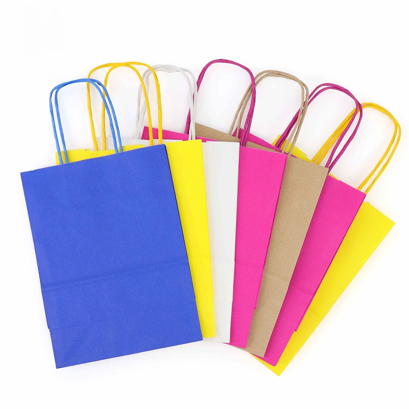 25-60 unidades/lote de sacos de papel coloridos, 5 cores, 2 tamanhos, sacos de presente, decoração