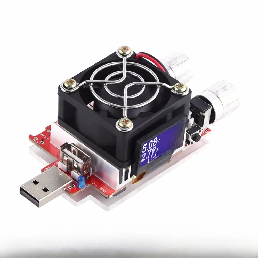 35w usb obciążenie elektroniczne regulowany stały prąd rezystor starzenia tester pojemności napięcia akumulatora qualcomm qc2.0/3.0 woltomierz — zdjęcie 2