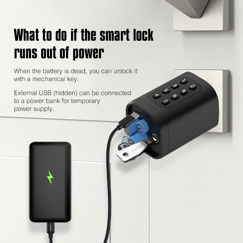 قفل باب ذكي من ttlock tuya مع قفل باب ببصمة الإصبع وقفل بلوتوث وفتح بمفتاحين و5 بطاقات RFID وأسطوانة ذكية قابلة للتعديل